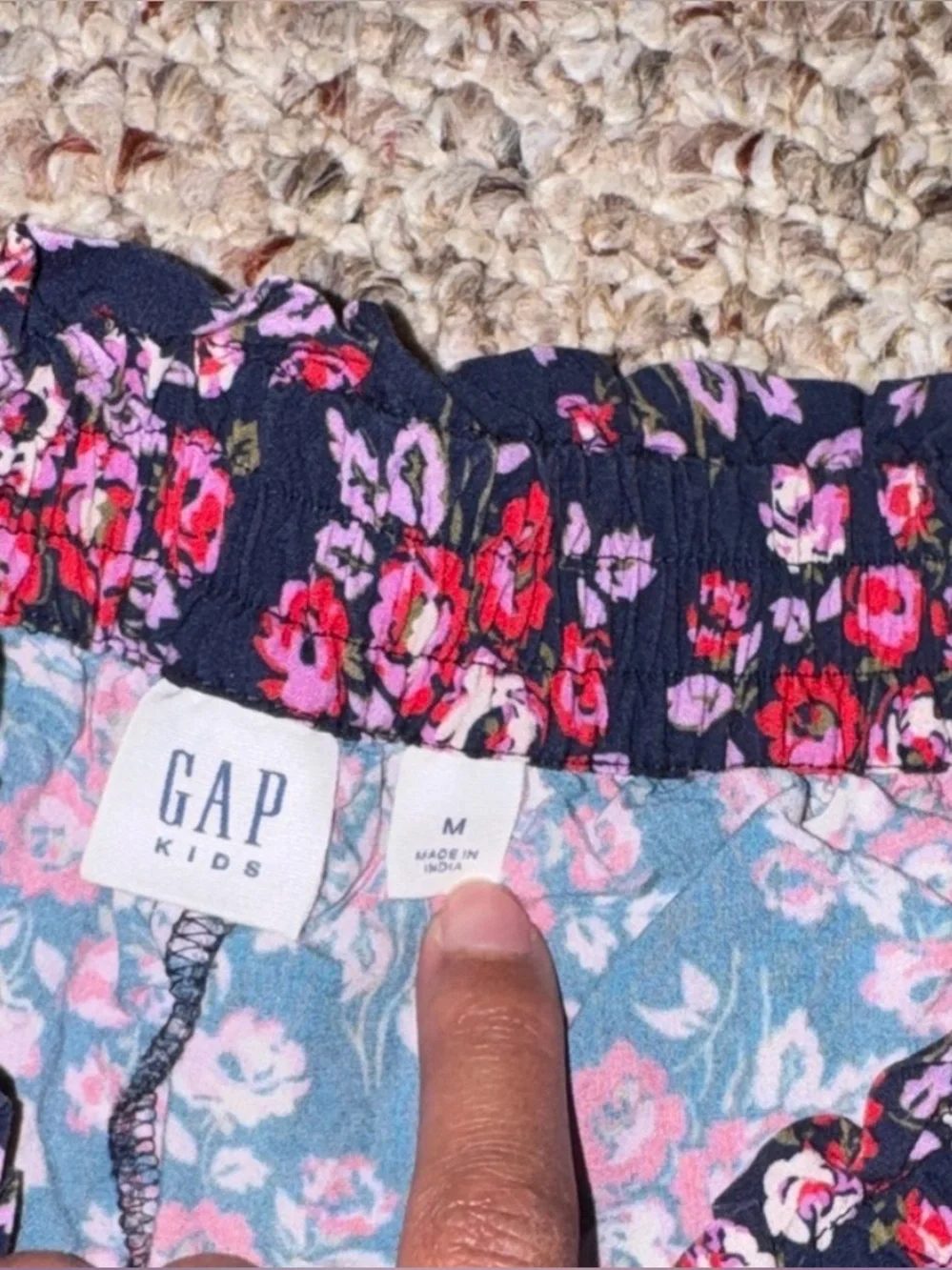 Bundle of GAP Girls Navy Floral Skort & Light Blue Denim Skirt Set- M